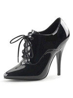 Frauen reizvoller Absatz Schwarz Spitzschuh Paillette Spitze Krawatte Sexy Schuhe