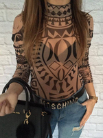 Frauen-reizvoller Bodysuit 2021 -lange Hülsen-hohe Kragen-Verein-Spitze