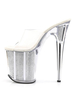 Frauen-reizvolles Sandelholz-Weiß PU-Leder Peep Toe Transparent Sexy Slipper