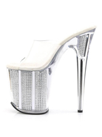 Frauen-reizvolles Sandelholz-Weiß PU-Leder Peep Toe Transparent Sexy Slipper