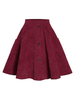 Frauen Retro Rock Maroon Cotton Knielang Ausgestellt Herbst und Winter Vintage Rock