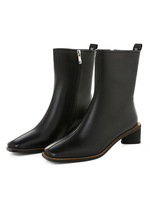 Frauen Rindsleder Stiefeletten aus echtem Leder Square Toe 2 "Chunky Heel Booties