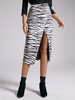 Frauen Rock Apricot Zebra Print Polyester Mitte der Wade Länge natürliche Taille Herbst Winter Frauen Bottoms