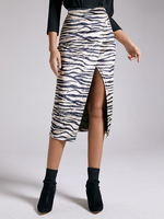 Frauen Rock Apricot Zebra Print Polyester Mitte der Wade Länge natürliche Taille Herbst Winter Frauen Bottoms