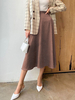 Frauen Rock Kaffee Brown Polka Dot Polyester Midi Kleid Casual Bottoms