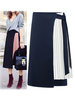 Frauen-Rock-Schwarz-Two-Tone-Chiffon- lange hohe Taille Asymmetrische Bottoms