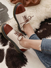 Frauen Round Toe Leder Schnür Oxfords