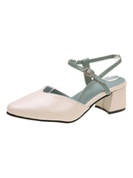 Frauen Sandalen Chunky Heel Schnalle Academic Sandalen Strap Adjustable Spitzschuh Sandalen