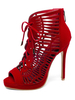 Frauen schnüren sich oben Ausschnitt Sommer Stiefel Peep Toe 4.3 "Pfennigabsatz Sandalen