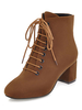 Frauen Schnürstiefeletten Wildleder Karree Mid-Low Block Heel Booties