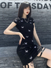 Frauen schwarz Gothic Bodycon Kleid Gothic Baumwolle Retro-Kleid