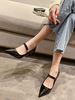 Frauen Schwarz High Heels Spitzzehen Strass Schicke Patent PU Stiletto Heels