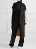 Frauen schwarz Mantel Longline Wolle Peacoat Turndown Kragen Farbe Block Wintermantel