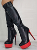 Frauen schwarz sexy Stiefel Stiletto Ferse formelle Abend Oberschenkel hohe Stiefel über dem Knie Stiefel