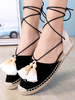 Frauen schwarze flache Sandalen böhmische geschlossene Zehenriemen verstellbare Schuhe