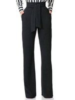 Frauen Schwarze Hosen Hohe Taille Krawatte Taille Hose