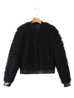 Frauen schwarze Jacke Langarm Polyester Winter-Freizeitjacke