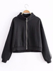 Frauen Schwarze Jacken Reißverschluss Casual Street Wear Langarm Winterjacke