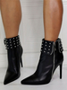 Frauen Schwarze Stiefeletten Ledernieten Pointed Toe Sky High Booties