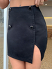 Frauen schwarzer Rock geteilte Front Polyester erhöhte Taille unregelmäßige lässige Sommerhosen
