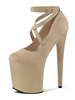 Frauen Sexy High Heels Apricot Runde Zehe Schnalle Sexy Stiletto Heel Sky High Heel Knöchelriemen Heels