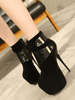 Frauen Sexy High Heels Black Round Toe Wildleder Leder Upper Stiletto Heel