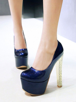 Frauen Sexy High Heels Blau Runde Zehen Sexy Schuhe