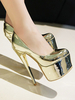 Frauen Sexy High Heels Hellgold Round Toe Sexy Schuhe