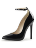 Frauen Sexy High Heels Knöchelriemen Schwarz Spitze Zehen Pailletten Sexy Pump Schuhe