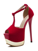 Frauen Sexy High Heels Rote Peep Toe Micro Wildleder Sexy Schuhe High Heels