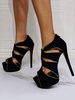 Frauen Sexy High Heels Schwarz Open Toe Micro Wildleder Sexy Stiletto Heels