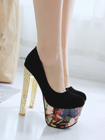 Frauen Sexy High Heels Schwarz Runde Zehen Sexy Schuhe