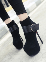 Frauen Sexy High Heels Schwarz Runde Zehen Wildleder Obermaterial Sexy Schuhe Stiletto Absatz