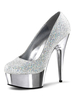 Frauen Sexy High Heels Silber Peep Toe Reißverschluss Sexy Platfom Pump Schuhe