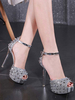 Frauen Sexy High Heels Silber Peep Toe Studed Sexy Sandalen