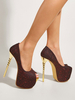 Frauen Sexy High Heels Stiletto-Absatz Polyester Pumps Burgundy Heels