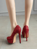 Frauen Sexy High Heels Stiletto Rote Runde Zehen Sexy Pumps