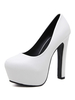 Frauen Sexy High Heels Weiße Mandelspitze Leder Chunky Heel Sexy Schuhe