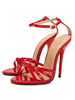 Frauen Sexy Riemchensandalen Pfennigabsatz Rot 5;1 "High Heel Seductive Schuhe