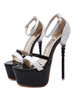 Frauen Sexy Sandalen Schwarz Open Toe Color Block 6.3 "Sexy Schuhe