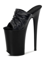 Frauen Sexy Sandalen Schwarz PU Leder Peep Toe 9.1 Sexy Platform Schuhe