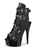 Frauen Sexy Sandalen Schwarz PU Leder Peep Toe Cone Heel High Heel Booties