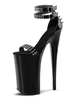 Frauen Sexy Sandalen Schwarz PU Leder Peep Toe Monk Strap Sexy Schuhe