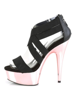 Frauen Sexy Sandalen Schwarz PU Leder Peep Toe Sexy Sandalen