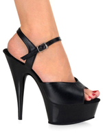 Frauen Sexy Sandalen Schwarze Plattform Leder Peep Toe Schnalle Detail High Heel Sandale Schuhe