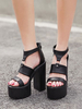 Frauen Sexy Sandalen T-Strap Plattform PU Chunky Sexy Sandalenl