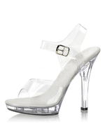 Frauen Sexy Sandalen Transparent Peep Toe Schnalle Detail High Heel Sandaletten
