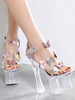 Frauen Sexy Sandalen Transparente Leder Square Toe Butterfly Sexy Platform Sandalen