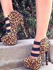 Frauen Sexy Schuhe Leopard Plattform Mandel Riemchen High Heel Booties