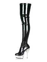 Frauen Sexy Stiefel Frauen Runde Zehen Reißverschluss Stiletto Ferse Oberschenkel Hohe Stiefel Schwarz Über dem Knie Stiefel